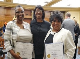 Vada Brooks (left) & Dr Doty Taylor (right) receiving the Congressional Black Caucasus Veteran Brain Trust