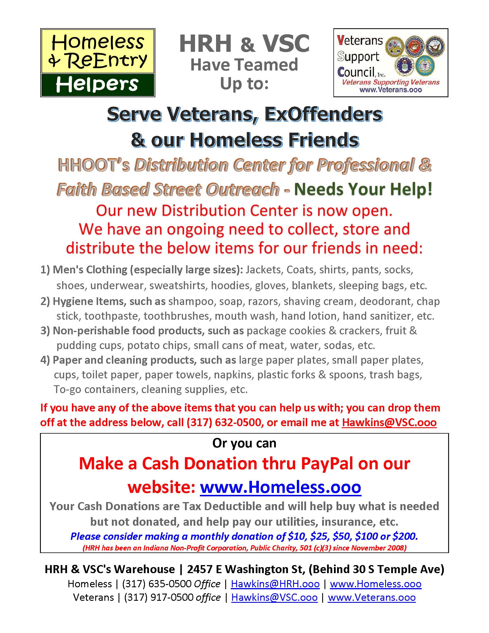 HRH & VSC Donation Flyer