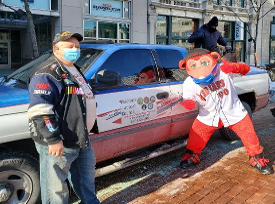 Downtown Indy, Indianapolis Indians Mascot & VSC on the Circle to help the Homeless food and clothing drive