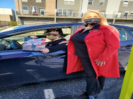 Jill Fewell handing our the 1st Vietnam Veterans “Gift“ at the Indiana Veterans Center's Parking Lot