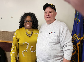 IN State Representative Renee Pack & Don Hawkins at the Townhall meeting at the VFW in Shelbyville